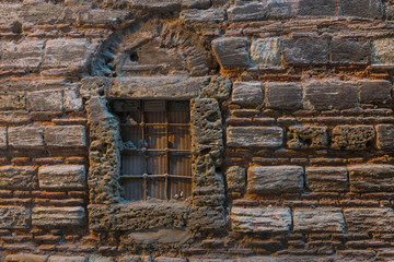 old brick wall with window in istanbul