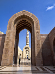 Fototapeta na wymiar Minarets of Sultan Qaboos Grand Mosque, Muscat Oman