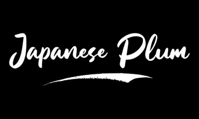Japanese Plum Calligraphy Black Color Text On Black Background