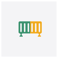 Crib concept 2 colored icon. Isolated orange and green Crib vector symbol design. Can be used for web and mobile UI/UX