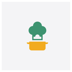 Cooking concept 2 colored icon. Isolated orange and green Cooking vector symbol design. Can be used for web and mobile UI/UX