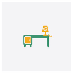Desk concept 2 colored icon. Isolated orange and green Desk vector symbol design. Can be used for web and mobile UI/UX