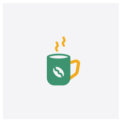 Coffee cup concept 2 colored icon. Isolated orange and green Coffee cup vector symbol design. Can be used for web and mobile UI/UX