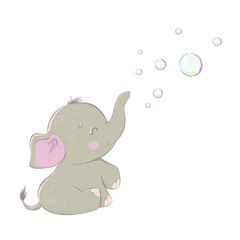 Cute cartoon elephant with bubble