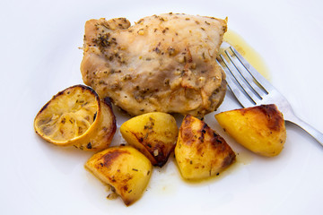 Oven baked greek lemon chicken and potatoes