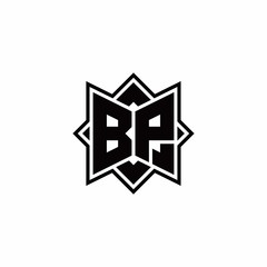 BP monogram logo with square rotate style outline