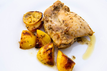 Oven baked greek lemon chicken and potatoes