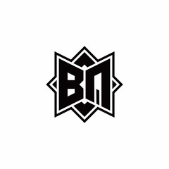 BQ monogram logo with square rotate style outline