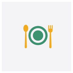 Breakfast concept 2 colored icon. Isolated orange and green Breakfast vector symbol design. Can be used for web and mobile UI/UX