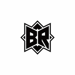BR monogram logo with square rotate style outline