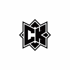 CK monogram logo with square rotate style outline
