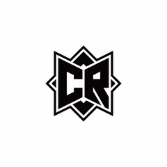 CR monogram logo with square rotate style outline