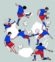 Russia soccer player goal Print embroidery graphic design vector art