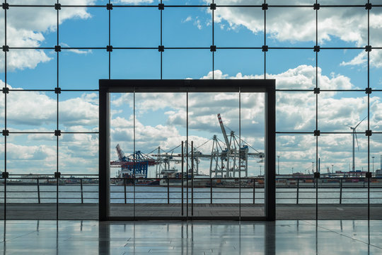 Container terminal in the harbor of Hamburg.