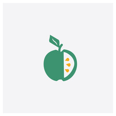 Apple concept 2 colored icon. Isolated orange and green Apple vector symbol design. Can be used for web and mobile UI/UX