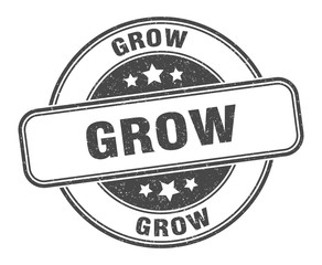 grow stamp. grow round grunge sign. label