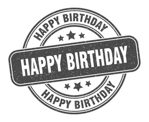 happy birthday stamp. happy birthday label. round grunge sign