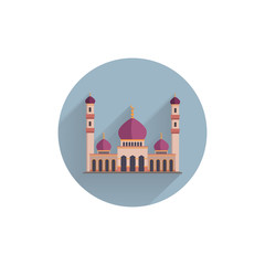 mosque islamic colorful flat icon with long shadow. mosque flat icon