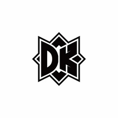 DK monogram logo with square rotate style outline