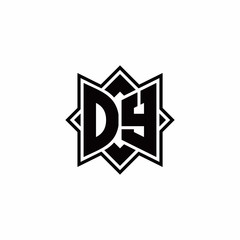 DY monogram logo with square rotate style outline