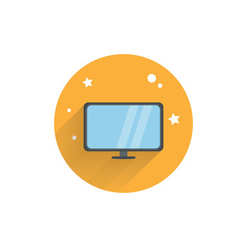 Tv colorful flat icon with long shadow. tv screen flat icon