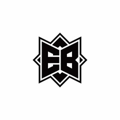 EB monogram logo with square rotate style outline