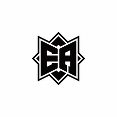 EA monogram logo with square rotate style outline