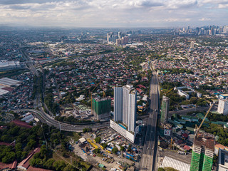 April 26, 2020 - Katipunan Avenue, Quezon City. An aerial photo of the usually busy Katipunan Avenue in Quezon City, Philippines during the government imposed Enhanced Community Quarantine to prevent 