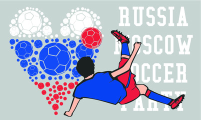 Russia soccer player goal Print embroidery graphic design vector art