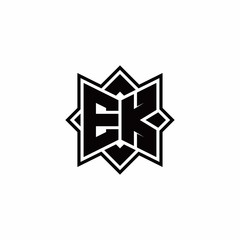 EK monogram logo with square rotate style outline
