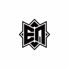 EQ monogram logo with square rotate style outline