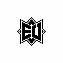EU monogram logo with square rotate style outline
