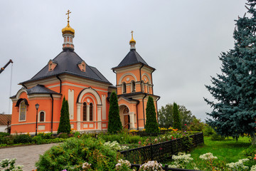 Fototapeta na wymiar Transfiguration temple of Optina Monastery. Optina Pustyn (literally Opta's hermitage) is an Eastern Orthodox monastery near Kozelsk in Russia