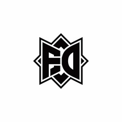FD monogram logo with square rotate style outline