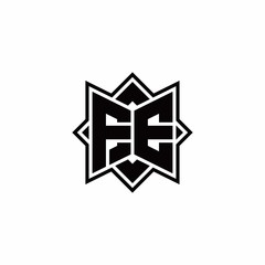 FE monogram logo with square rotate style outline