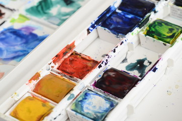 Used watercolor paint palette
