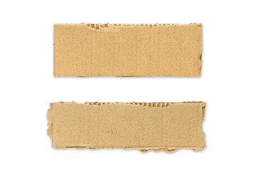 Recycled paper craft stick on a white background. Brown paper torn or ripped pieces of paper isolated on white background with clipping path.