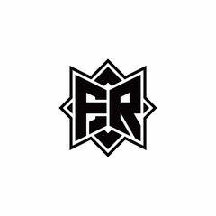 FR monogram logo with square rotate style outline