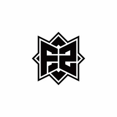 FZ monogram logo with square rotate style outline
