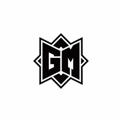 GM monogram logo with square rotate style outline