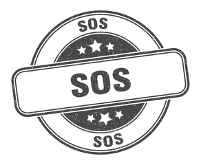 sos stamp. sos round grunge sign. label