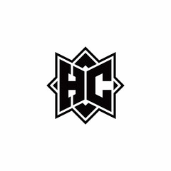 HC monogram logo with square rotate style outline