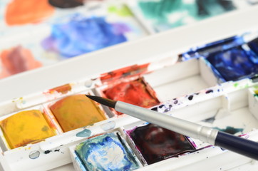 Used watercolor paint palette