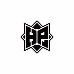 HP monogram logo with square rotate style outline