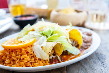 Enchilada with tomato rice, a mexican recipe
