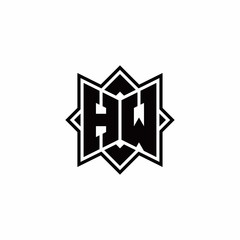 HW monogram logo with square rotate style outline