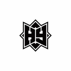 HY monogram logo with square rotate style outline
