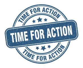 time for action stamp. time for action label. round grunge sign