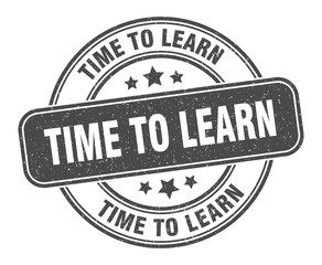 time to learn stamp. time to learn label. round grunge sign