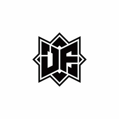 JF monogram logo with square rotate style outline